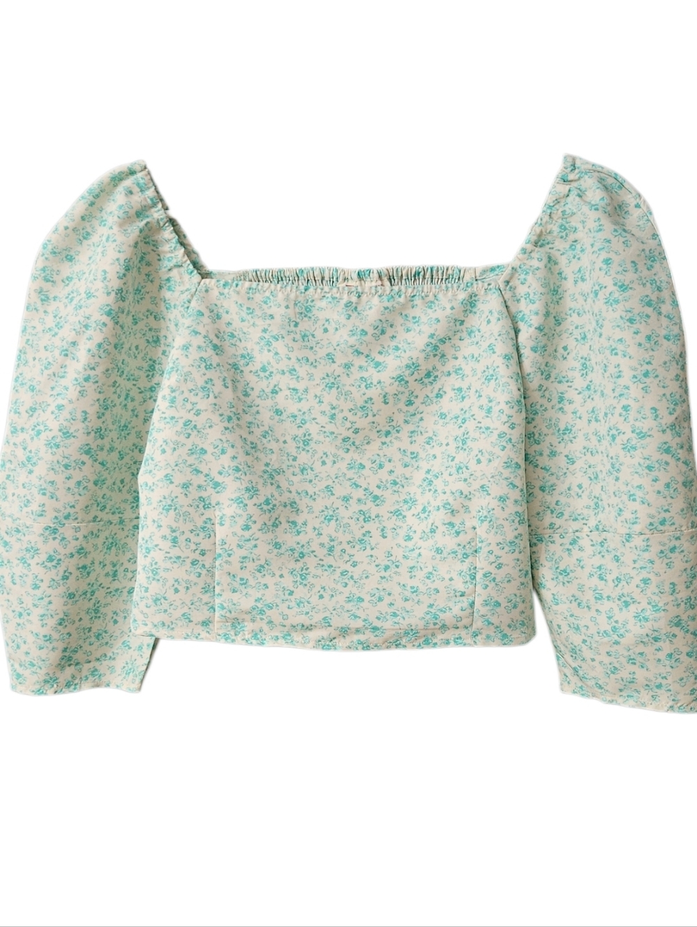 Levi's The Statement Blouse NEW Floral Square Neck Puff Sleeve Crop Top XL